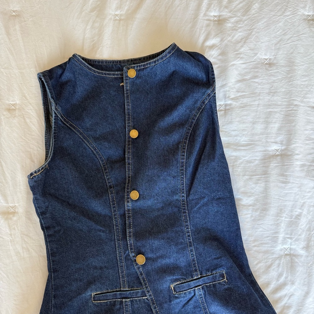 Denim Vest with Gold Buttons